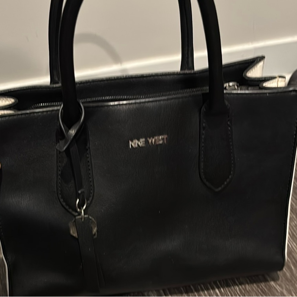 Nine West Elegant Black Satchel with White sides